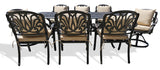 New 9 Piece Cast Aluminum Outdoor Patio Dining Table Set Antique Bronze Sunbrella Cushions Upgrade