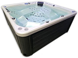 5 Person Outdoor Double Lounger Hot Tub Spa Fully Loaded 4 Pump 62 Jets with Hard Top Cover Stairs Bluetooth Soundsystem