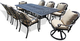 New 9 Piece Cast Aluminum Outdoor Patio Dining Table Set Antique Bronze Sunbrella Cushions Upgrade