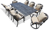 New 9 Piece Cast Aluminum Outdoor Patio Dining Table Set Antique Bronze Sunbrella Cushions Upgrade