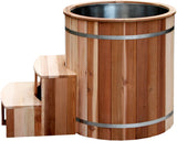 NEW Canadian Red Cedar Wood Ice Cold Plunge Spa Tub Stainless Steel Interior w/ Hard Top Cover  DEEP SOAKING MODEL