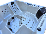 5 Person Outdoor Double Lounger Hot Tub Spa Fully Loaded 4 Pump 62 Jets with Hard Top Cover Stairs Bluetooth Soundsystem