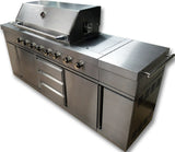 New / Open Box Sale 3 in 1 Stainless Steel Outdoor BBQ Kitchen Island Grill Combo w/ Sink