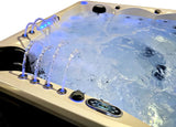 5 Person Outdoor Double Lounger Hot Tub Spa Fully Loaded 4 Pump 62 Jets with Hard Top Cover Stairs Bluetooth Soundsystem