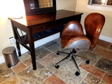 High End Designer Full Leather Aviation Swan Office Chair Aluminum Back w/ Rivets Flying Furniture