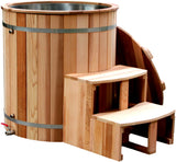 NEW Canadian Red Cedar Wood Ice Cold Plunge Spa Tub Stainless Steel Interior w/ Hard Top Cover  DEEP SOAKING MODEL