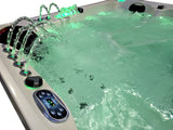 5 Person Outdoor Double Lounger Hot Tub Spa Fully Loaded 4 Pump 62 Jets with Hard Top Cover Stairs Bluetooth Soundsystem