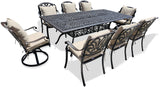 New 9 Piece Cast Aluminum Outdoor Patio Dining Table Set Antique Bronze Sunbrella Cushions Upgrade