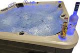 5 Person Outdoor Double Lounger Hot Tub Spa Fully Loaded 4 Pump 62 Jets with Hard Top Cover Stairs Bluetooth Soundsystem