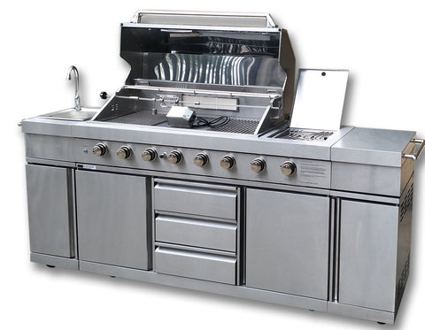 New / Open Box Sale 3 in 1 Stainless Steel Outdoor BBQ Kitchen Island Grill Combo w/ Sink