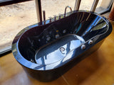 Black Hydrotherapy Whirlpool Jetted Bathtub Indoor Soaking Hot Bath Tub Freestanding - 037A
