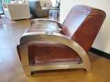 Genuine Cigar Brown Leather Retro Vintage Retro WW2 Style Aviator Chair Home Office