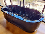 Black Hydrotherapy Whirlpool Jetted Bathtub Indoor Soaking Hot Bath Tub Freestanding - 037A