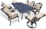 New 9 Piece Cast Aluminum Outdoor Patio Dining Table Set Antique Bronze Sunbrella Cushions Upgrade