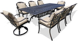 New 9 Piece Cast Aluminum Outdoor Patio Dining Table Set Antique Bronze Sunbrella Cushions Upgrade