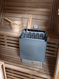 Dual Bench Canadian Hemlock Wet / Dry Traditional Swedish Steam Sauna SPA 200F Degrees Powerful 9KW Heater