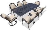 New 9 Piece Cast Aluminum Outdoor Patio Dining Table Set Antique Bronze Sunbrella Cushions Upgrade