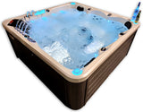 5 Person Outdoor Double Lounger Hot Tub Spa Fully Loaded 4 Pump 62 Jets with Hard Top Cover Stairs Bluetooth Soundsystem