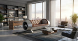 New WW2 Aviator Style Turbine Jet Couch Sofa w/ Full Leather Tufted Upholstery Aluminum Backing