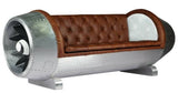 New WW2 Aviator Style Turbine Jet Couch Sofa w/ Full Leather Tufted Upholstery Aluminum Backing