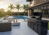 Black Stainless Steel Outdoor BBQ Kitchen Island Combo Grill Propane LPG + Sink 96,000 BTU