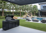 Black Stainless Steel Outdoor BBQ Kitchen Island Combo Grill Propane LPG + Sink 96,000 BTU