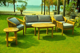 New 6 Piece Round Back Teak Indonesian Outdoor Patio Chair Furniture Set Grade A Plantation Teak