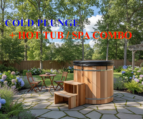 NEW Canadian Red Cedar Wood Ice Cold Plunge Spa Tub Stainless Steel Interior w/ Hard Top Cover  DEEP SOAKING MODEL