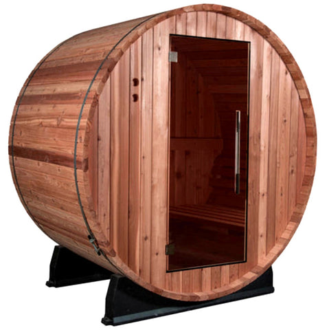 2 Person Outdoor Canadian Red Cedar Traditional Wet Dry Barrel Sauna 6KW Heater Upgrade  FREE SHIPPING