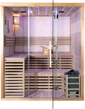 Traditional Wet / Dry 3 Bench Indoor Swedish Steam SPA Sauna 4+ Person Wet Dry 4.5KW 4500W Heater