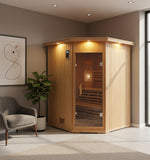 Dual Bench Canadian Hemlock Wet / Dry Traditional Swedish Steam Sauna SPA 200F Degrees Powerful 9KW Heater