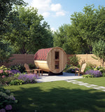 6' Foot 4 Person Canadian Red Cedar Outdoor Wet Dry Traditional Steam Barrel Sauna 9KW Heater Upgrade