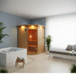 Dual Bench Canadian Hemlock Wet / Dry Traditional Swedish Steam Sauna SPA 200F Degrees Powerful 9KW Heater