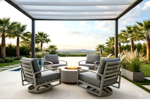 4 Units Aluminum Frame Swivel Rocker Outdoor Patio Furniture Chair Brown or Grey Frame