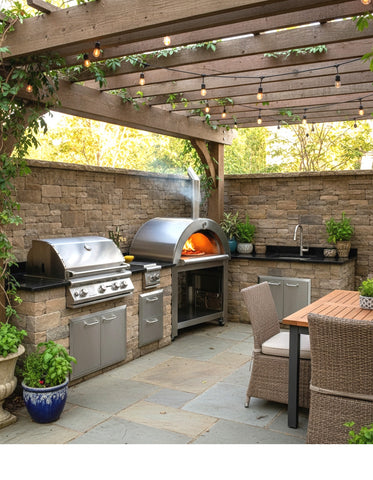 XL Size Wood Fired Outdoor Stainless Steel Pizza Oven BBQ Grill w/ Accessories