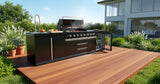 3 Piece 10' Long Marble Top Black Stainless Steel Outdoor BBQ Kitchen Grill Island Refrigerator Sink