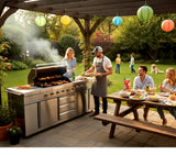 3 in 1 Stainless Steel Outdoor BBQ Kitchen Island Grill Combo Propane LPG w/ Sink