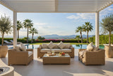 4 Piece Outdoor Wicker Garden Patio Furniture Set with 6" Cushions Fully Assembled Natural Tan XL Weave