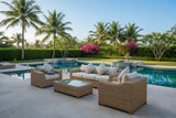 4 Piece Outdoor Wicker Garden Patio Furniture Set with 6" Cushions Fully Assembled Natural Tan XL Weave