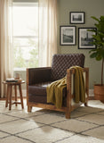 Full Cowhide Vintage Leather Retro Vintage Retro Chair Rustic Wood Frame Home Office
