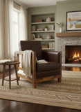 Full Cowhide Vintage Leather Retro Vintage Retro Chair Rustic Wood Frame Home Office