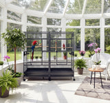 Large Double Macaw Parrot Cockatoo Bird Breeder Pet Cage w/ Divider - Black