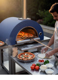 Outdoor Stainless Steel Artisan Wood-Fired Charcoal Pizza Bread Oven BBQ Grill - BLUE  CLEARANCE