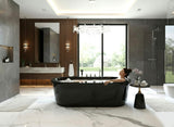 Black Hydrotherapy Whirlpool Jetted Bathtub Indoor Soaking Hot Bath Tub Freestanding - 037A