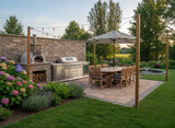 Marble Top 4 Piece Stainless Steel Outdoor BBQ Kitchen Grill Island with Refrigerator + Sink + Pizza Oven