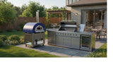 Marble Top 4 Piece Stainless Steel Outdoor BBQ Kitchen Grill Island with Refrigerator + Sink + Pizza Oven