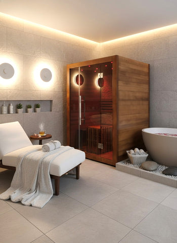 1-2 Person Indoor Traditional Wet / Dry Swedish Steam Sauna SPA Harvia 6KW 200F Canadian Red Cedar Wood