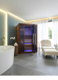 1-2 Person Indoor Traditional Wet / Dry Swedish Steam Sauna SPA Harvia 6KW 200F Canadian Red Cedar Wood