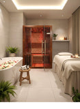 1-2 Person Indoor Traditional Wet / Dry Swedish Steam Sauna SPA Harvia 6KW 200F Canadian Red Cedar Wood