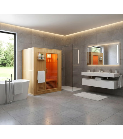 60" 2 / 3 Person Canadian Hemlock Wet Dry Traditional Swedish Steam SPA Sauna + 6KW Harvia Heater + More
